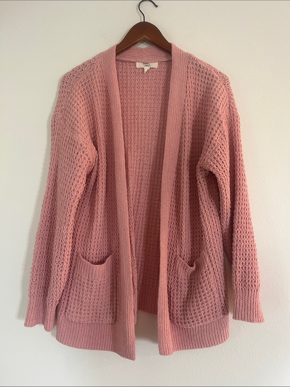 Time & Tru Open-Front Pink Knit Cardigan Sweater